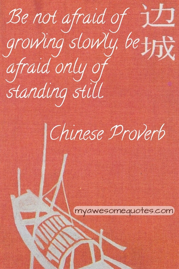 Be not afraid of growing slowly, be afraid only of standing still.